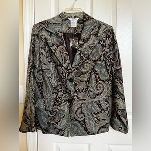 Vintage, Paisley Tapestry in Brown, Teal-Aqua, & Biege, Blazer/Jacket.